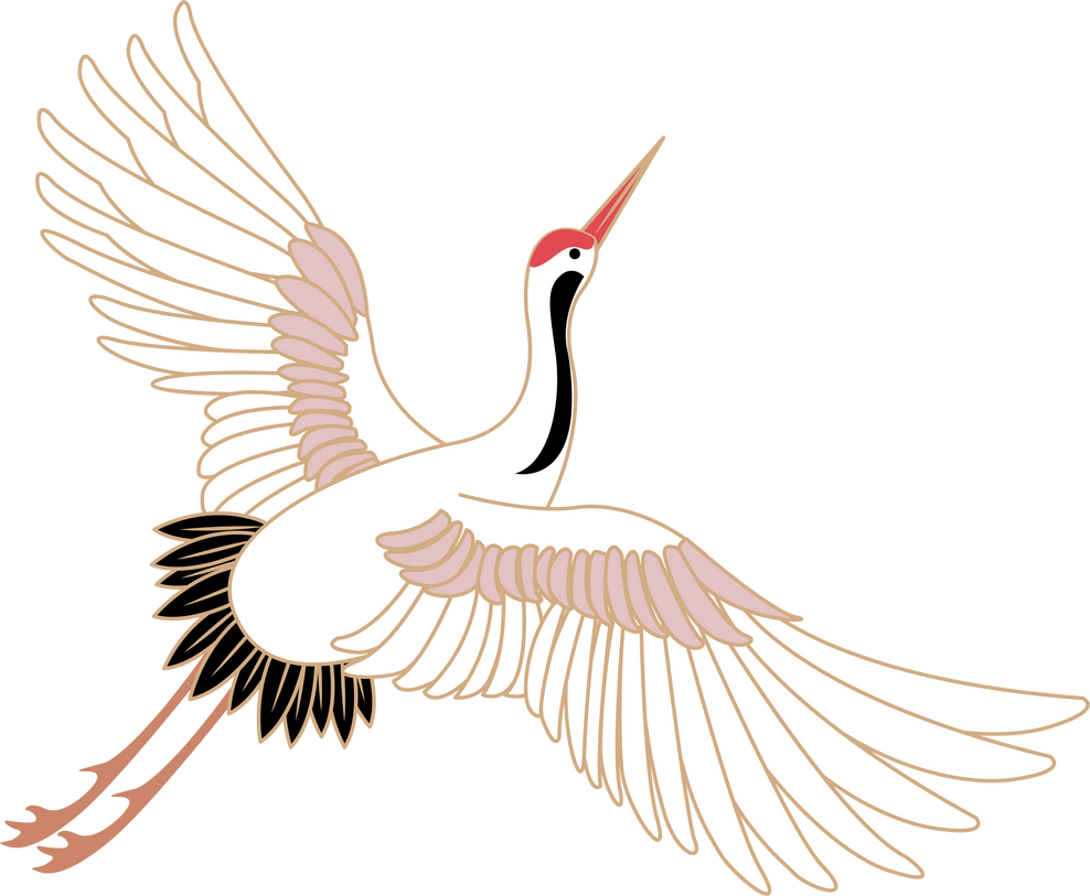 Japanese retro traditional animal bird red crowned crane